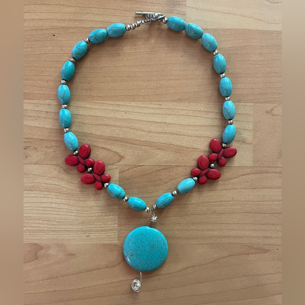 Turquoise & Red Necklace